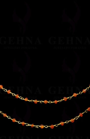 Carnelian Gemstone Faceted Bead Gemstone Chain In.925 Sterling Silver CS-1150