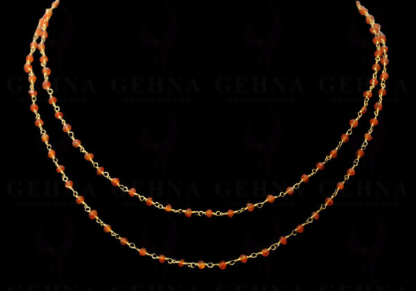 Carnelian Gemstone Faceted Bead Gemstone Chain In.925 Sterling Silver CS-1150