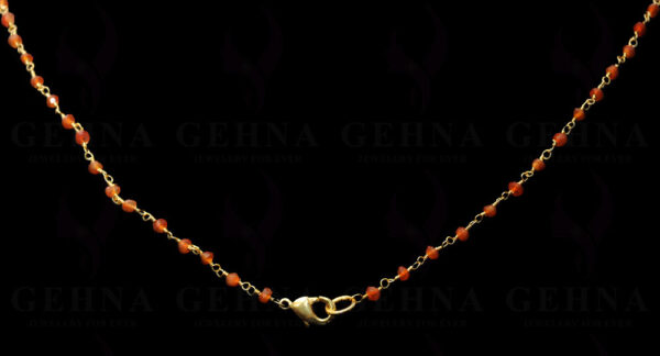 Carnelian Gemstone Faceted Bead Gemstone Chain In.925 Sterling Silver CS-1150