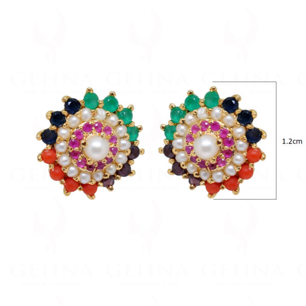 Ruby, Emerald & Multicolor Studded Festive Earrings FE-1150