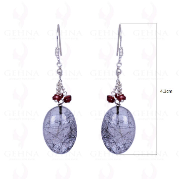 Rutile Quartz & Red Garnet Gemstone Earrings Made In .925 Sterling Silver ES-1152