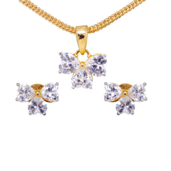 Elegant Topaz Studded Beautiful Shaped Pendant & Earring Set FP-1153