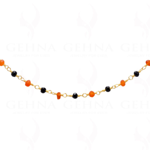 Black Spinel & Carnelian Gemstone Bead Chain In.925 Sterling Silver CS-1153