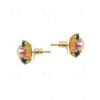 Pearl, Sapphire & Multicolor Studded Flower Shape Earrings FE-1154