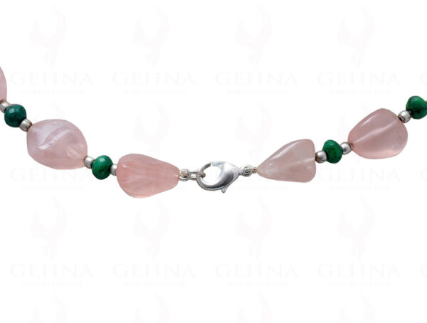 Emerald & Rose Quartz Gemstone Tumble Shaped Bead Necklace NS-1154