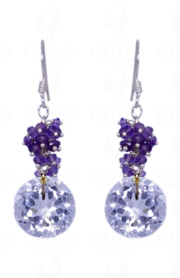 Amethyst & Rock-Crystal Gemstone Earrings Made In .925 Sterling Silver ES-1155