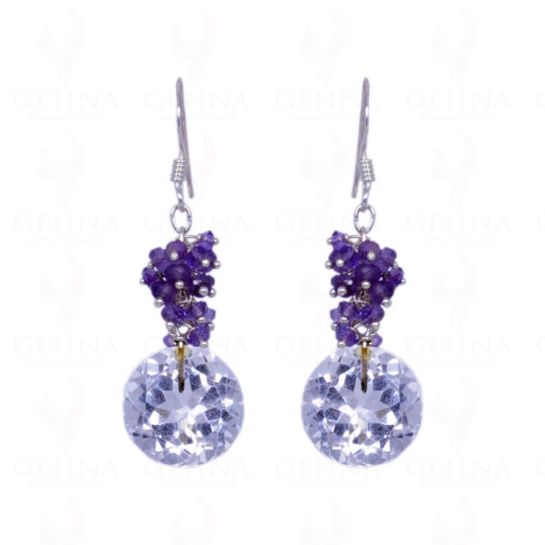 Amethyst & Rock-Crystal Gemstone Earrings Made In .925 Sterling Silver ES-1155