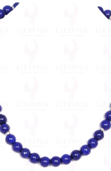 Lapis Lazuli Cabochon Round Ball Bead Necklace With Solid Silver Element NS-1155