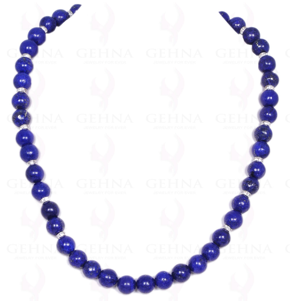 Lapis Lazuli Cabochon Round Ball Bead Necklace With Solid Silver Element NS-1155