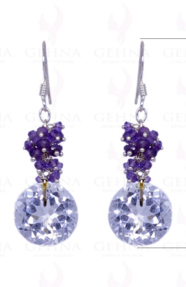 Amethyst & Rock-Crystal Gemstone Earrings Made In .925 Sterling Silver ES-1155