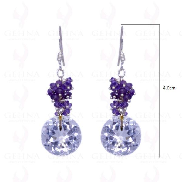 Amethyst & Rock-Crystal Gemstone Earrings Made In .925 Sterling Silver ES-1155