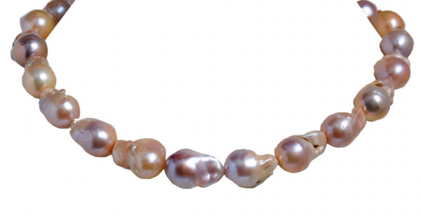 Baroque Peach Color Freshwater Pearl Bead Necklace NM-1156