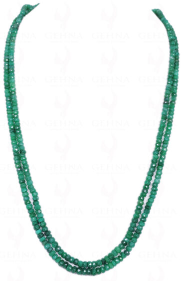 2 Rows Of Emerald Gemstone Round Faceted Bead NP-1156