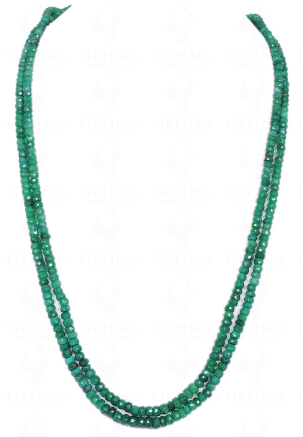 2 Rows Of Emerald Gemstone Round Faceted Bead NP-1156