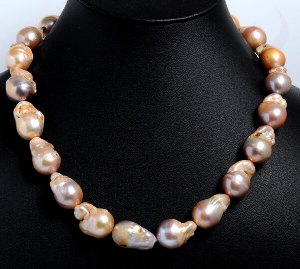 Baroque Peach Color Freshwater Pearl Bead Necklace NM-1156