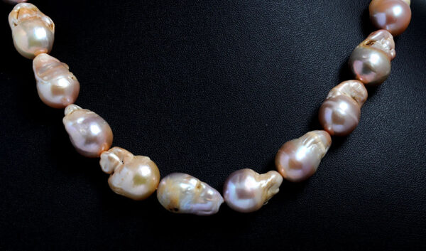 Baroque Peach Color Freshwater Pearl Bead Necklace NM-1156