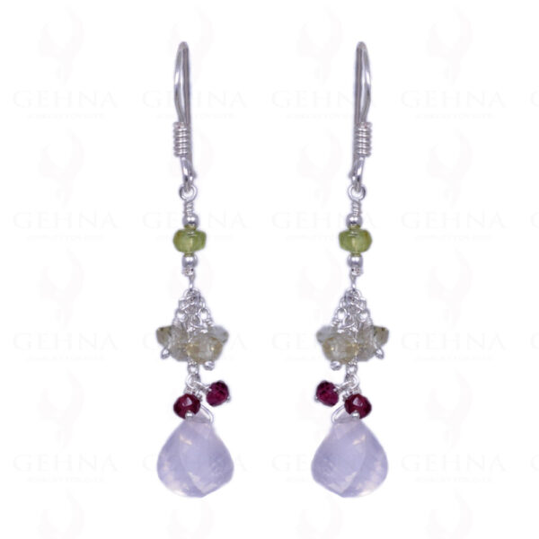 Peridot, Citrine, Rose Quartz & Garnet Gemstone Earrings In .925 Silver ES-1157