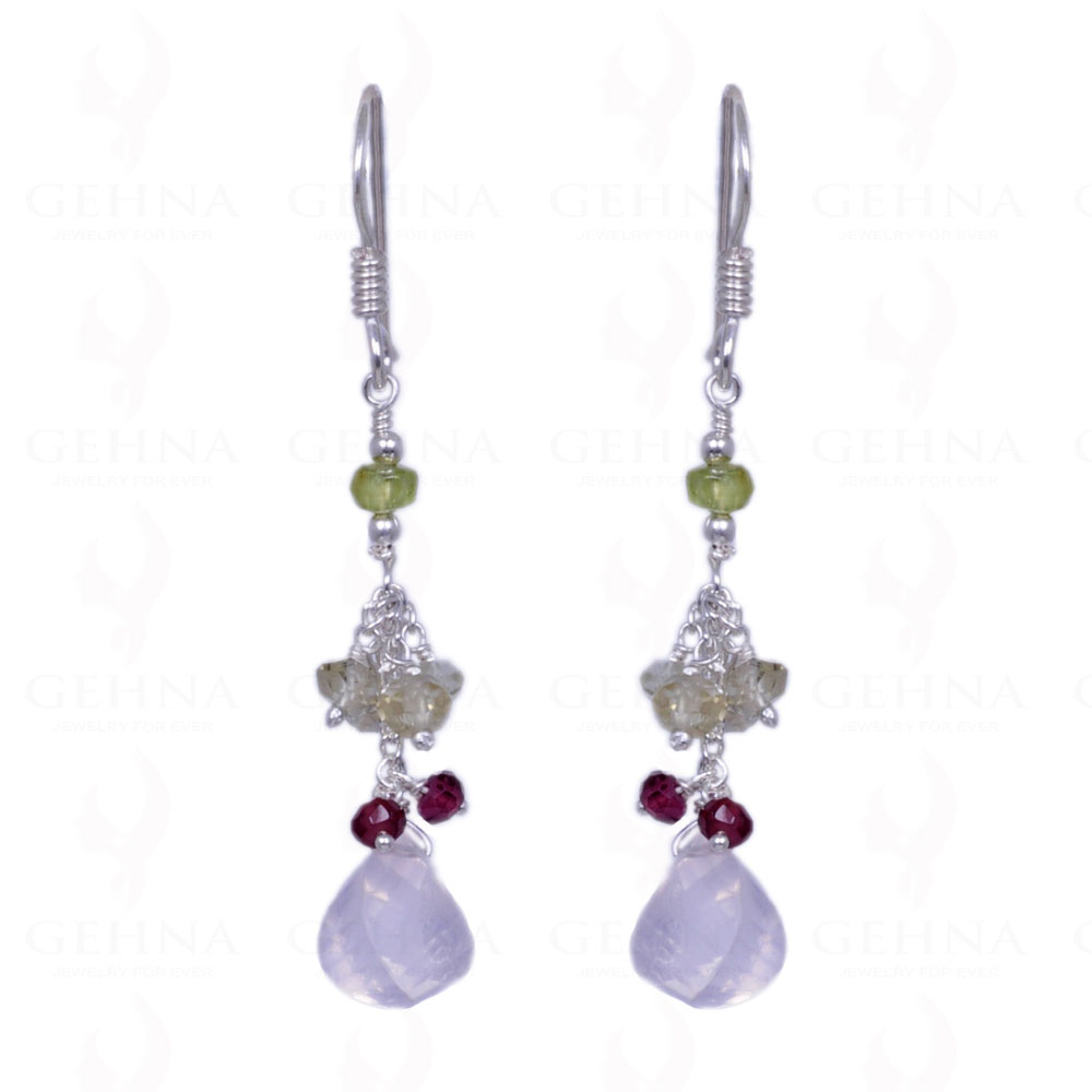 Peridot, Citrine, Rose Quartz & Garnet Gemstone Earrings In .925 Silver ES-1157