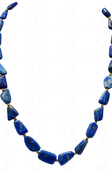 Lapis Lazuli Tumble Bead String Necklace With Sterling Silver Elements  NS-1157