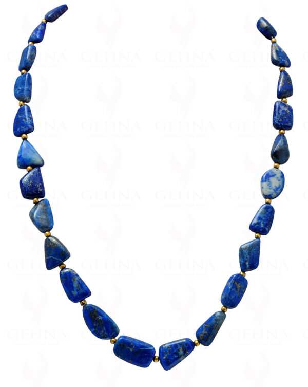 Lapis Lazuli Tumble Bead String Necklace With Sterling Silver Elements  NS-1157