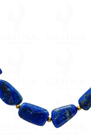 Lapis Lazuli Tumble Bead String Necklace With Sterling Silver Elements  NS-1157