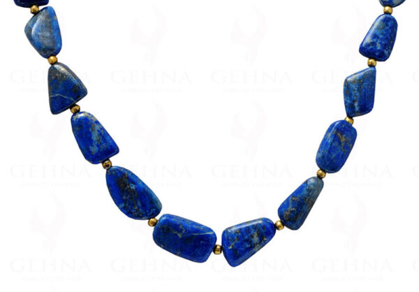 Lapis Lazuli Tumble Bead String Necklace With Sterling Silver Elements  NS-1157