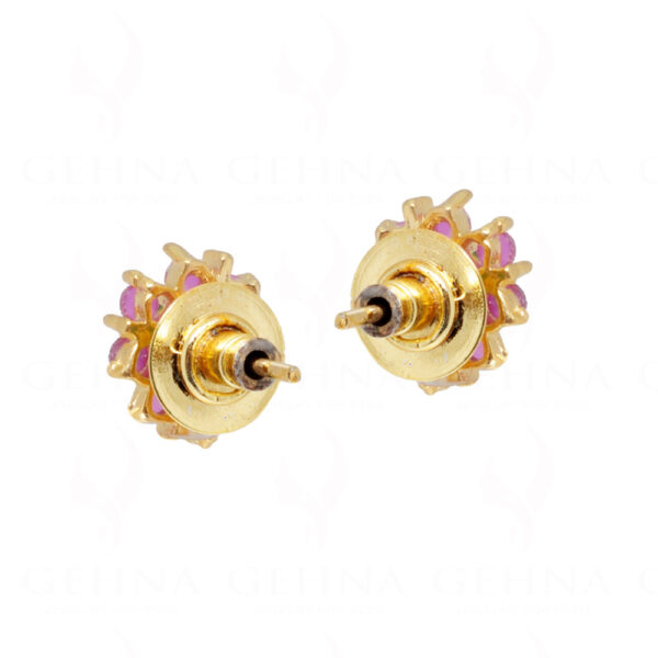 Emerald & Ruby Studded Flower Shape Festive Earrings FE-1157