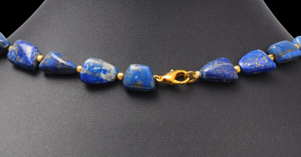 Lapis Lazuli Tumble Bead String Necklace With Sterling Silver Elements  NS-1157