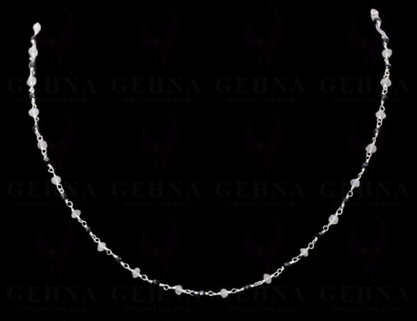 Black Spinel & Moonstone Bead Chain .925 Sterling Silver CS-1158