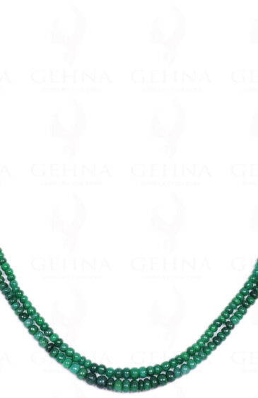 2 Rows Of Emerald Gemstone Round Cabochon Bead Strand NP-1158