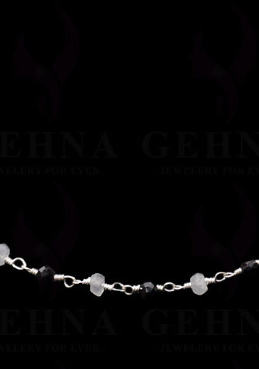 Black Spinel & Moonstone Bead Chain .925 Sterling Silver CS-1158