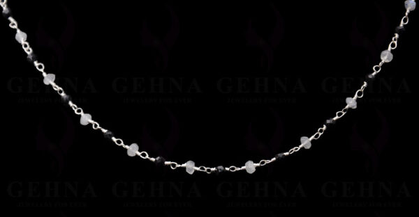 Black Spinel & Moonstone Bead Chain .925 Sterling Silver CS-1158