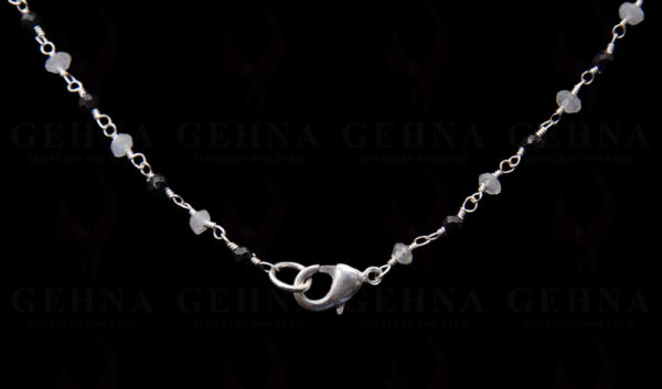 Black Spinel & Moonstone Bead Chain .925 Sterling Silver CS-1158