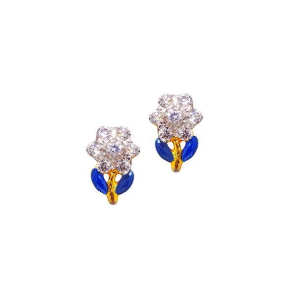 Trendy Blue Topaz Studded Flower Shape Pendant & Earring Set FP-1158