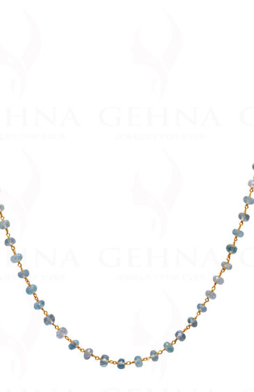 Aquamarine Gemstone Faceted Bead Chain .925 Sterling Silver CS-1159