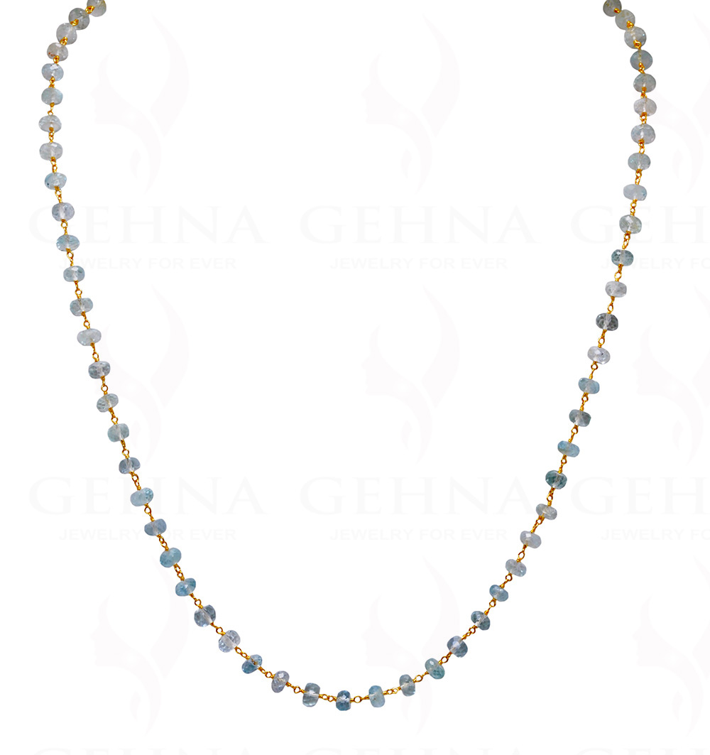 Aquamarine Gemstone Faceted Bead Chain .925 Sterling Silver CS-1159