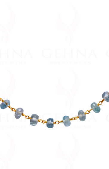 Aquamarine Gemstone Faceted Bead Chain .925 Sterling Silver CS-1159