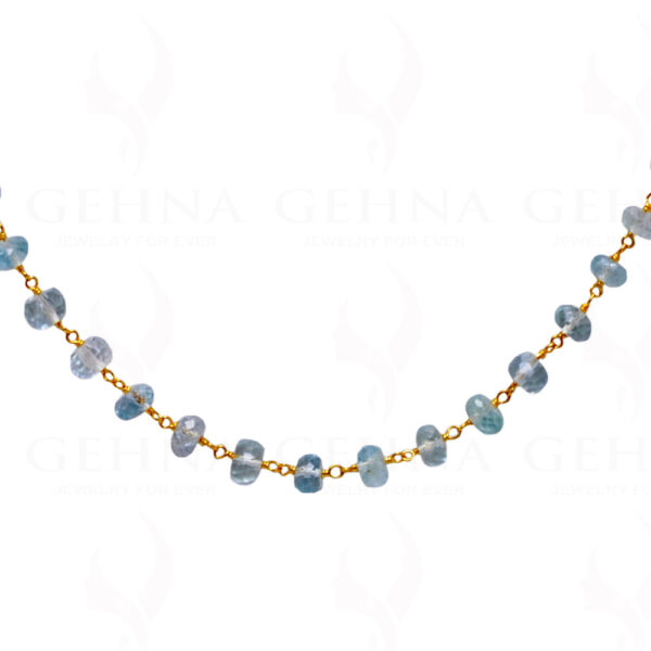 Aquamarine Gemstone Faceted Bead Chain .925 Sterling Silver CS-1159