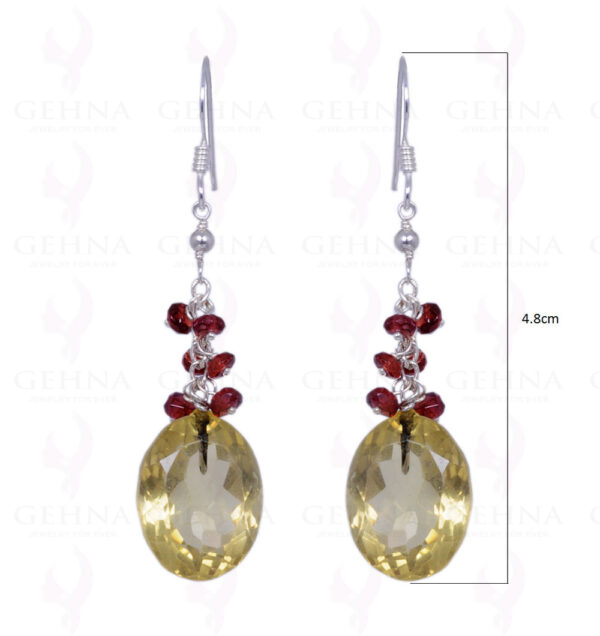 Lemon Topaz & Red Garnet Gemstone Earrings Made In .925 Sterling Silver ES-1159