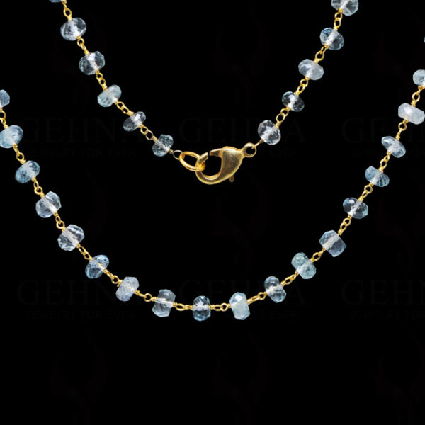 Aquamarine Gemstone Faceted Bead Chain .925 Sterling Silver CS-1159