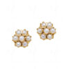 White Pearl Studded Flower Shape Gold Tone Festive Earrings FE-1160