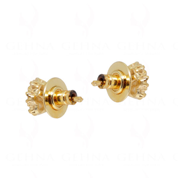 White Pearl Studded Flower Shape Gold Tone Festive Earrings FE-1160