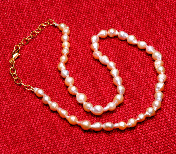 Rarest Golden Color  Baroque Freshwater Pearl Necklace NM-1160