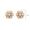 White Pearl Studded Flower Shape Gold Tone Festive Earrings FE-1160