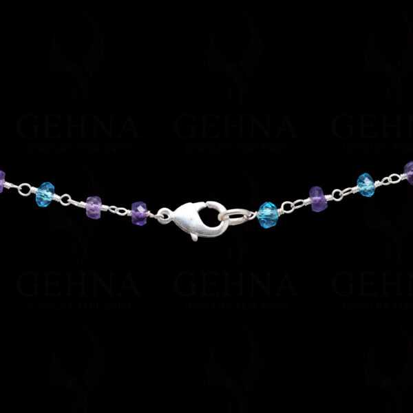 Amethyst & Blue Topaz Gemstone Faceted Bead Chain .925 Sterling Silver CS-1160