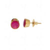 Ruby Studded Gold Plated Round Shape Earrings FE-1161