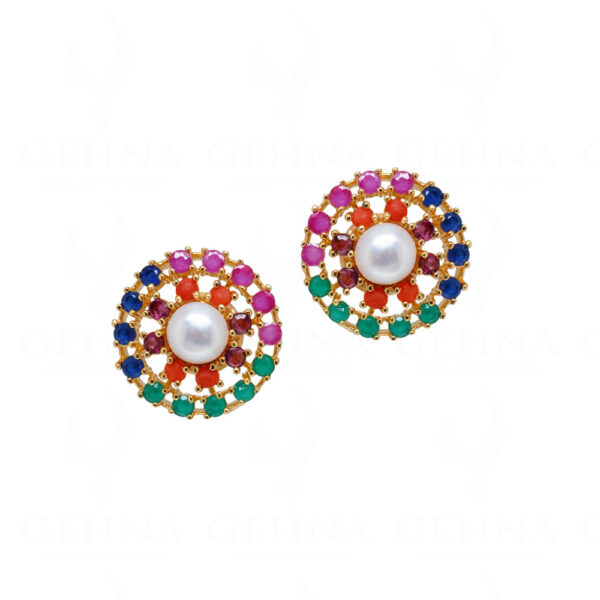 Garnet, Ruby & Multicolor S Studded Round Shape Earrings FE-1162