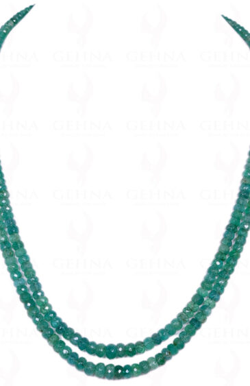 2 Rows Of Emerald Gemstone Round Faceted Bead Necklace NP-1162