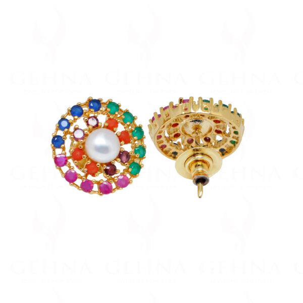 Garnet, Ruby & Multicolor S Studded Round Shape Earrings FE-1162