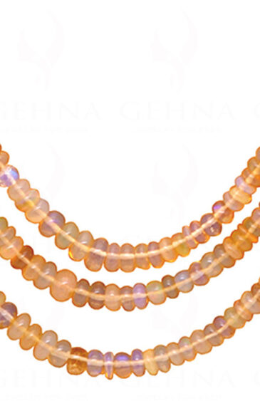 3 Rows Of Australian Opal Gemstone Cabochon Round Bead Necklace NS-1162